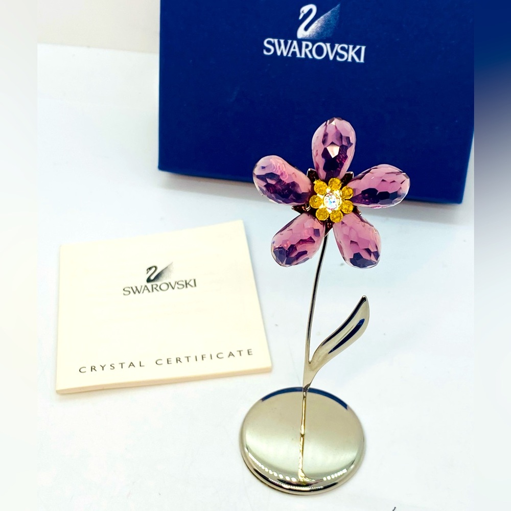 Swarovski Crystal Paradise Deoli Flower Amethist Original Box Swan Signed 677619